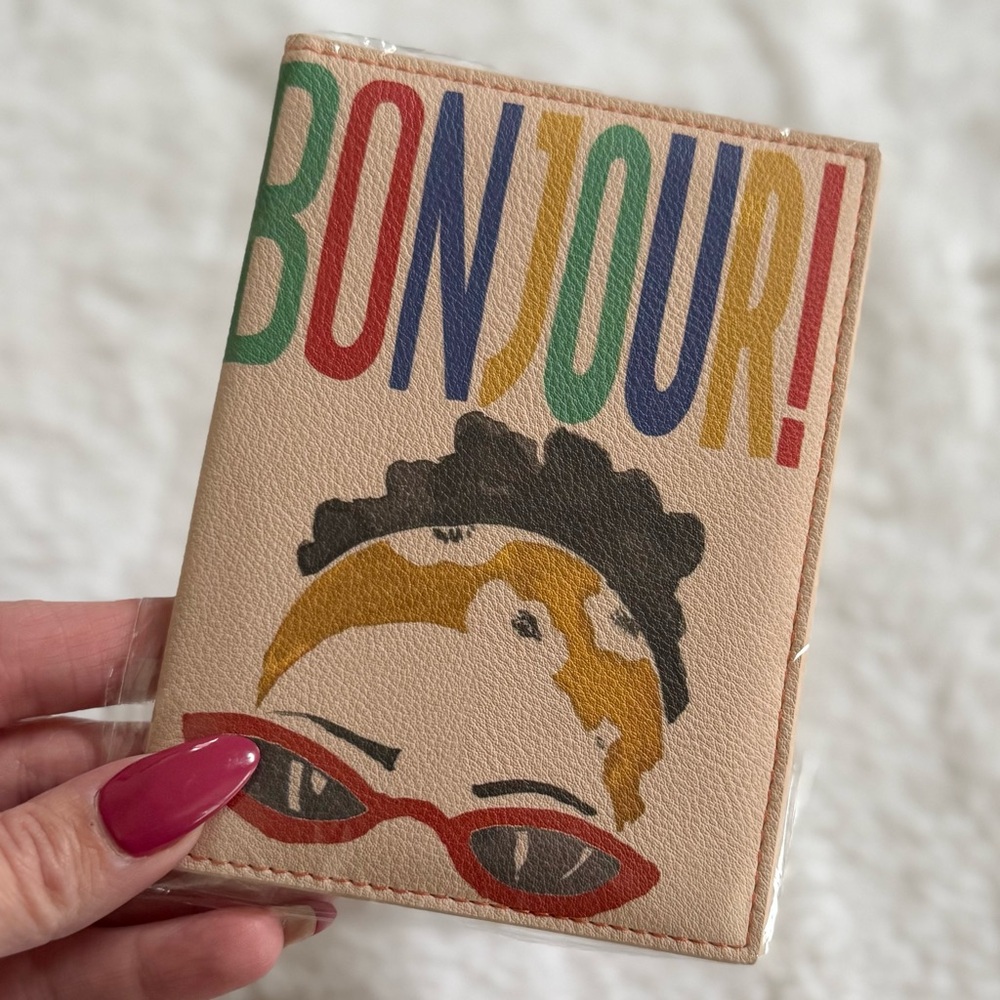 ANTHROPOLOGIE NWT Bonjour Passport Holder • Bifold PU Leather • Colorful - Picture 3 of 11